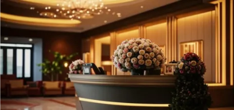 Тренды в цветочном оформлении: залы, ресепшн, входные группы